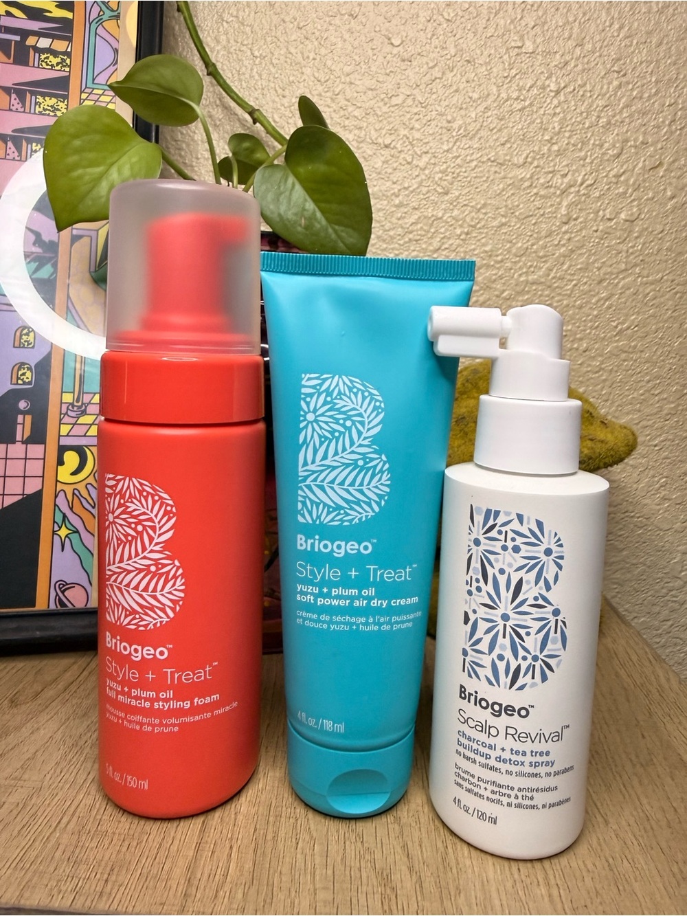 Briogeo Style + Treat Trio in Coral, Teal, White
